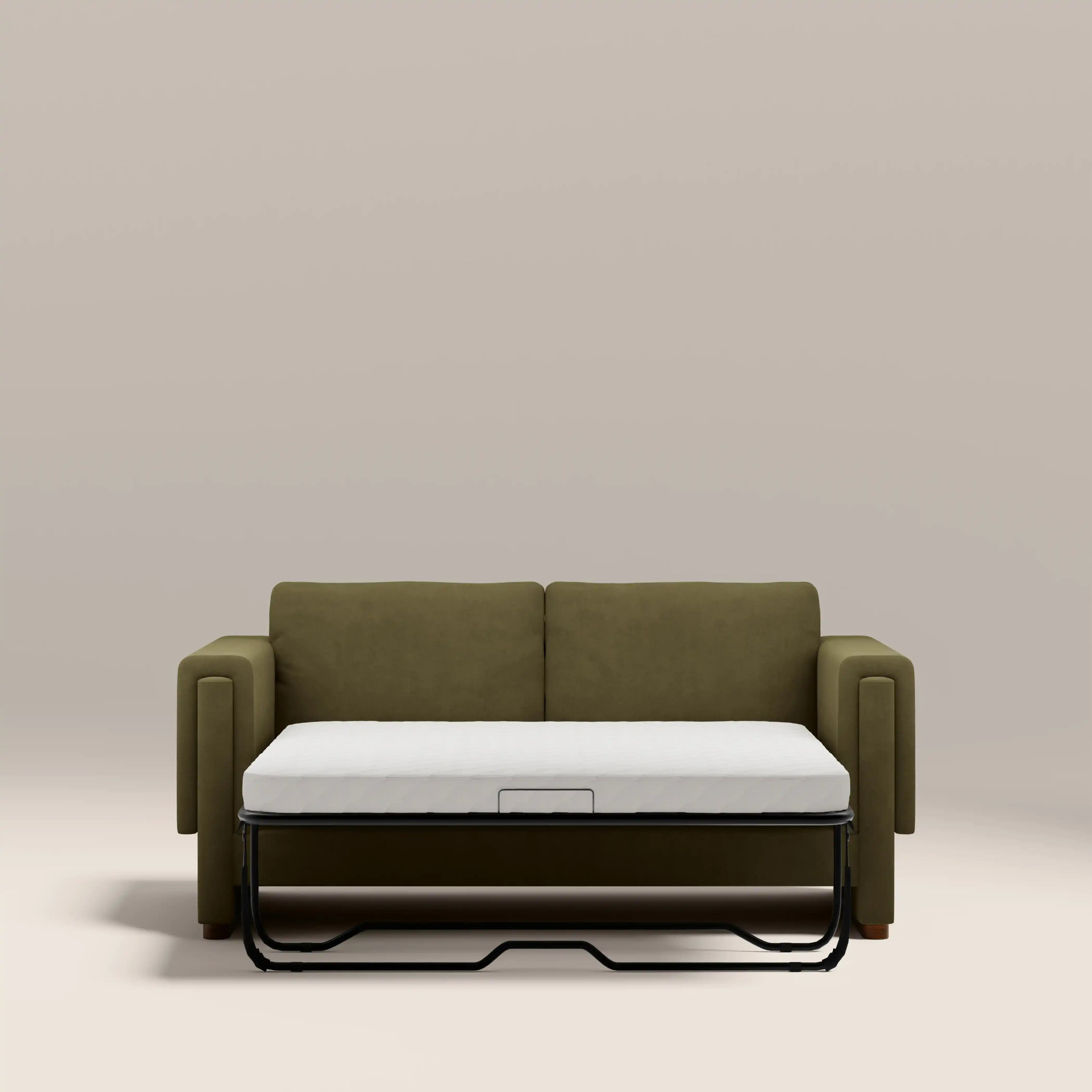 Ava 2 Seater Sofa Bed | Moss Green Mohair Sustainable Velvet
