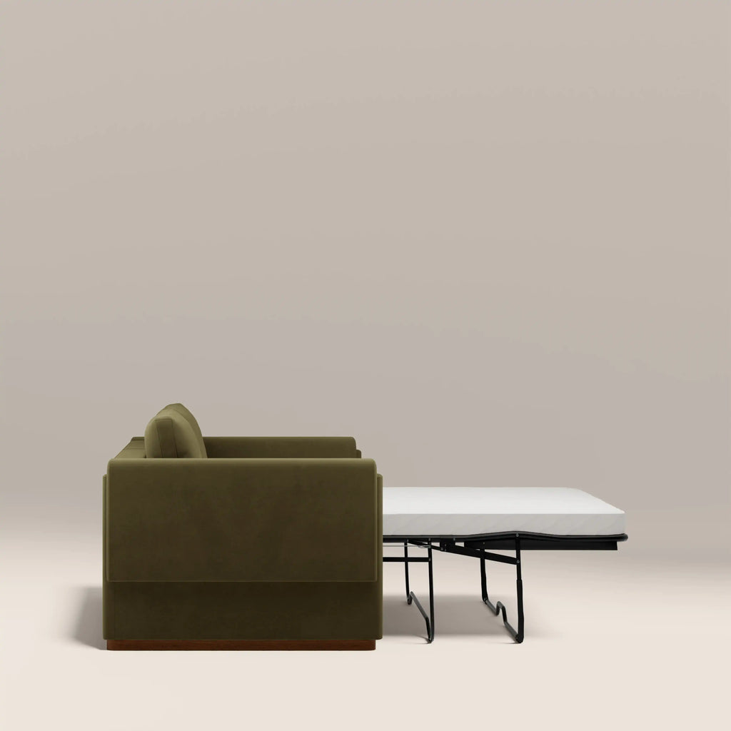 Ava 3 Seater Sofa Bed | Moss Green Mohair Sustainable Velvet