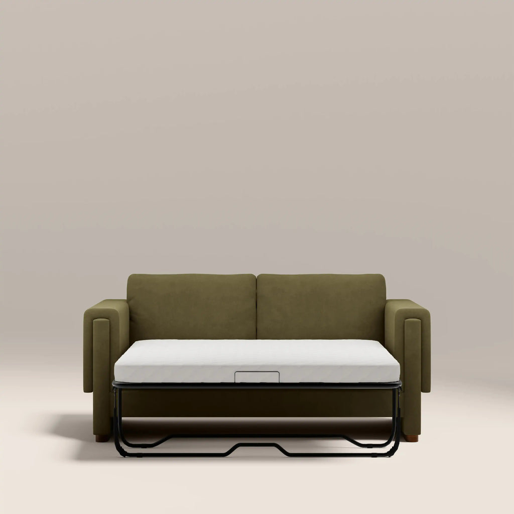 Ava 3 Seater Sofa Bed | Moss Green Mohair Sustainable Velvet