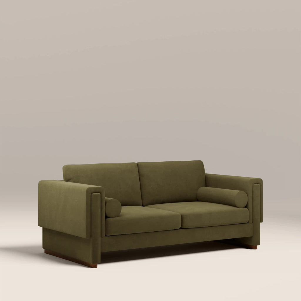 Ava 3 Seater Sofa Bed | Moss Green Mohair Sustainable Velvet
