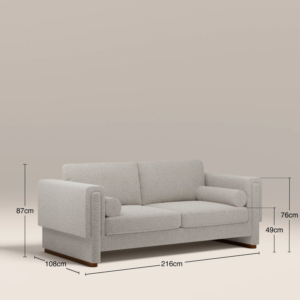 Ava 3 Seater Sofa Bed | Speckled Stone Sustainable Boucle