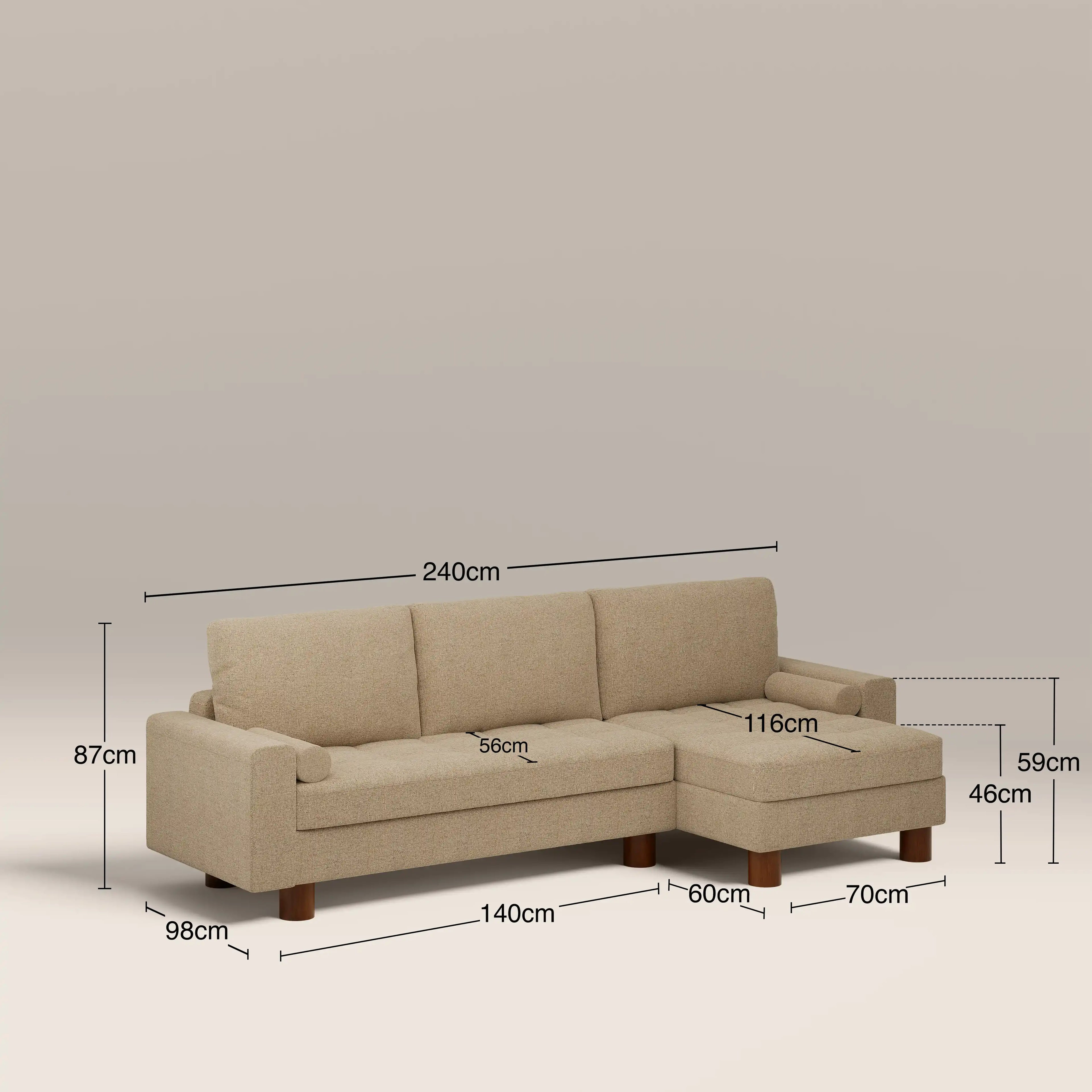 Diego Reversible Corner 3 Seater Sofa Bed | Speckled Latte Boucle