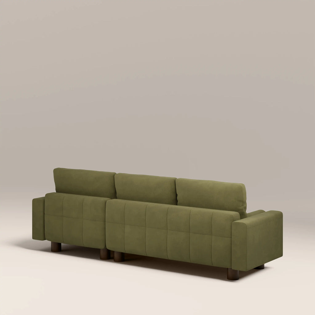 Diego Reversible Corner 3 Seater Sofa Bed | Moss Green Mohair Sustainable Velvet