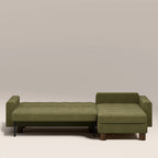 Diego Reversible Corner 3 Seater Sofa Bed | Moss Green Mohair Sustainable Velvet