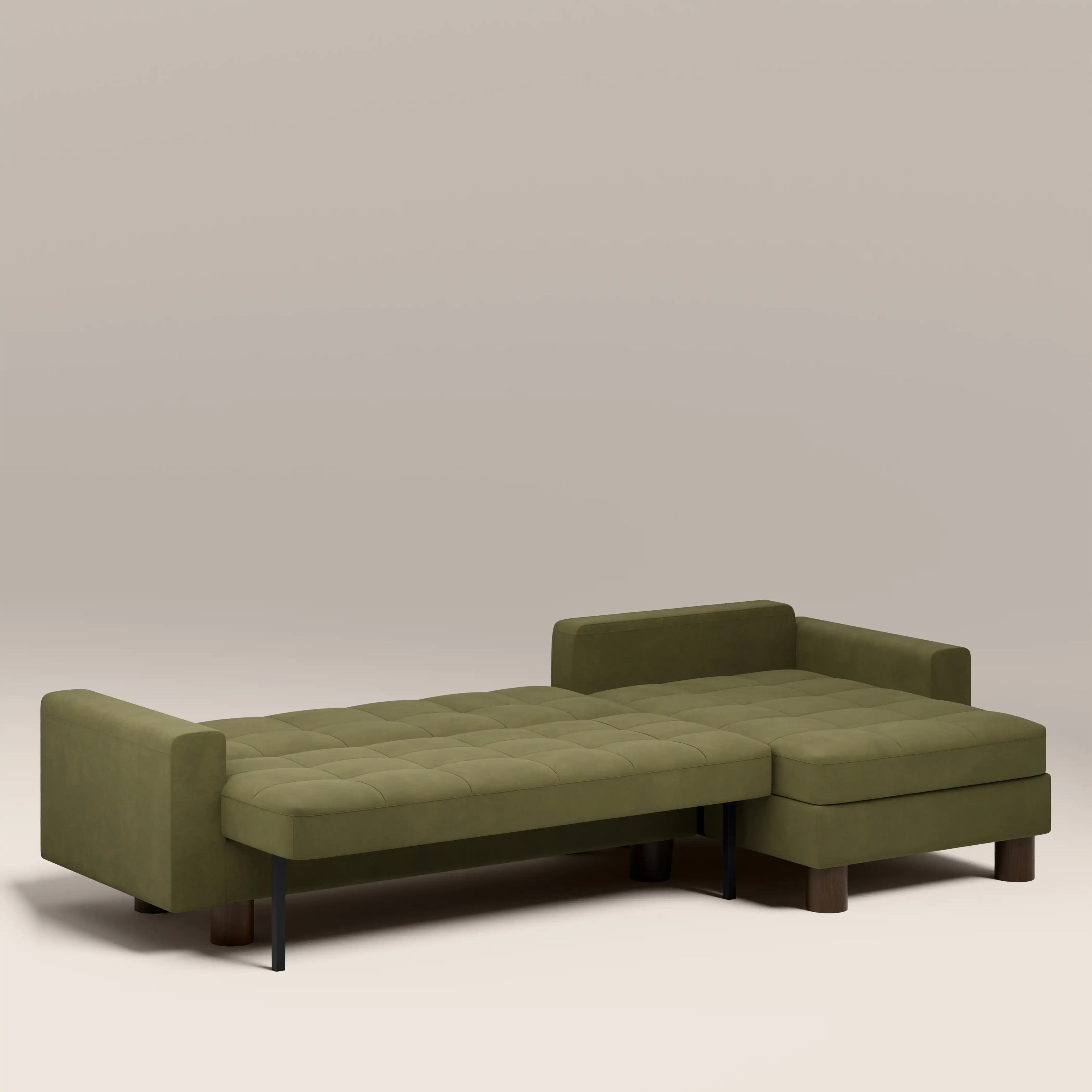 Diego Reversible Corner 3 Seater Sofa Bed | Moss Green Mohair Sustainable Velvet