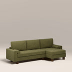 Diego Reversible Corner 3 Seater Sofa Bed | Moss Green Mohair Sustainable Velvet