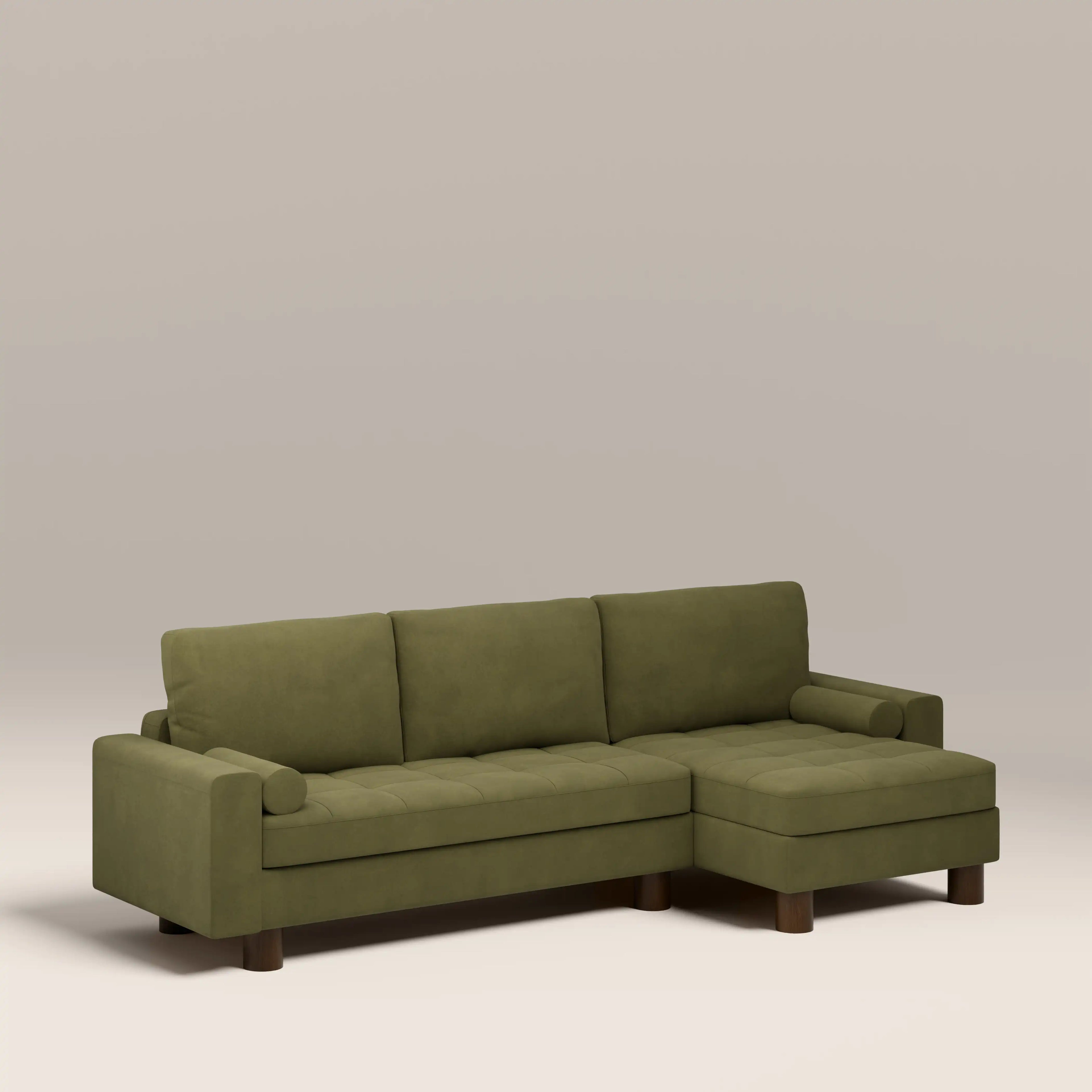 Diego Reversible Corner 3 Seater Sofa Bed | Moss Green Mohair Sustainable Velvet