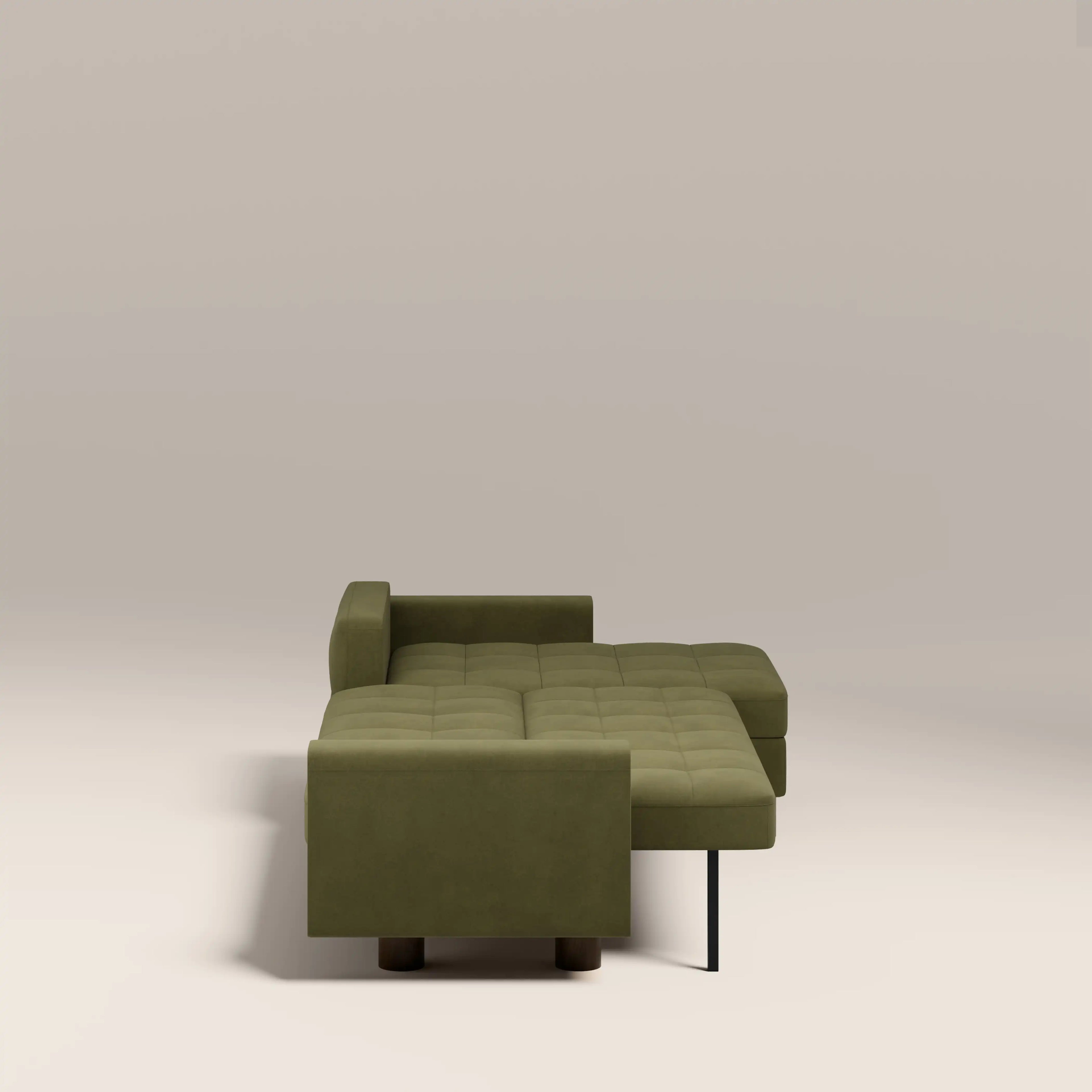 Diego Reversible Corner 3 Seater Sofa Bed | Moss Green Mohair Sustainable Velvet