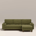 Diego Reversible Corner 3 Seater Sofa Bed | Moss Green Mohair Sustainable Velvet