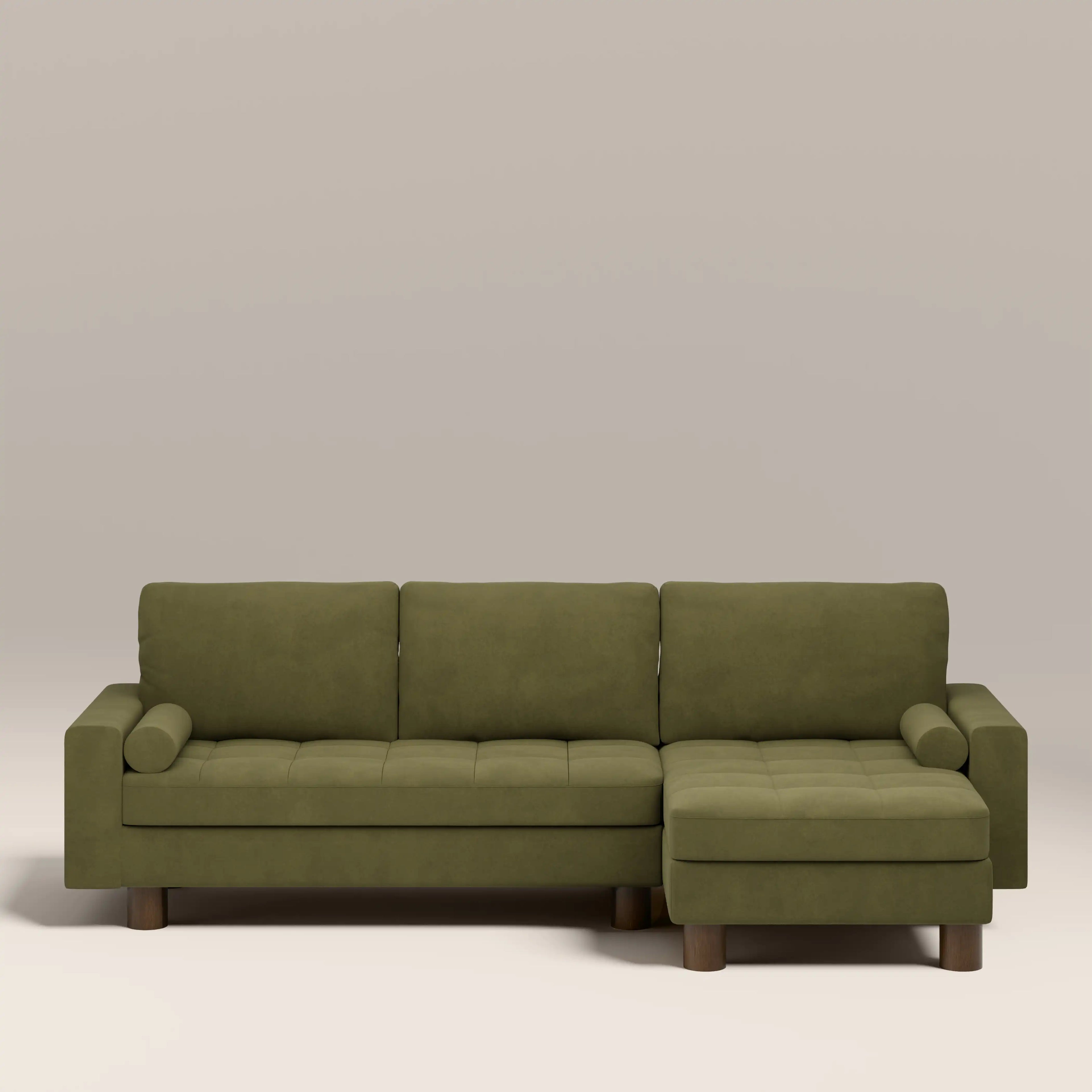 Diego Reversible Corner 3 Seater Sofa Bed | Moss Green Mohair Sustainable Velvet