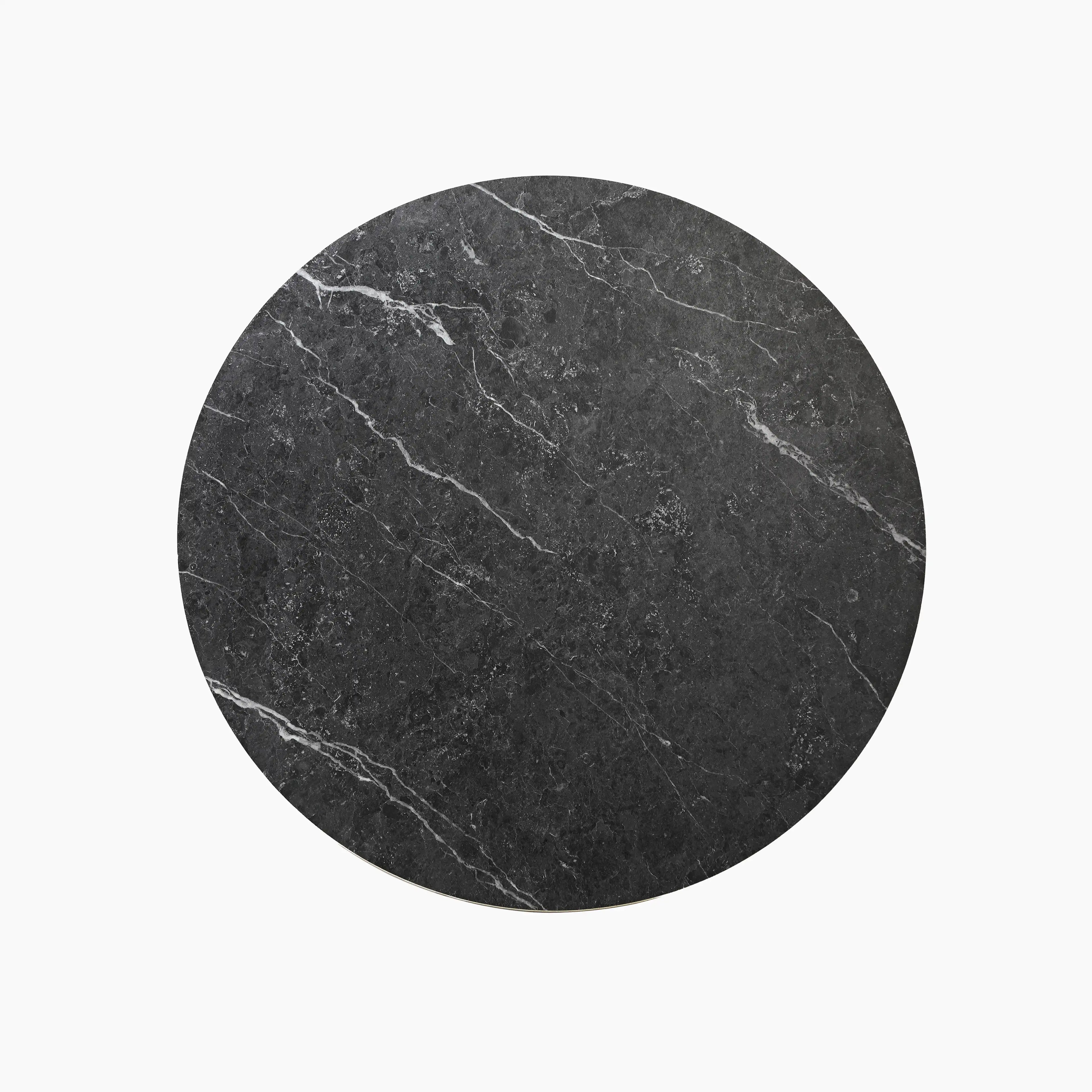 Jonas Round Table Top | Black Marble Effect & Brass