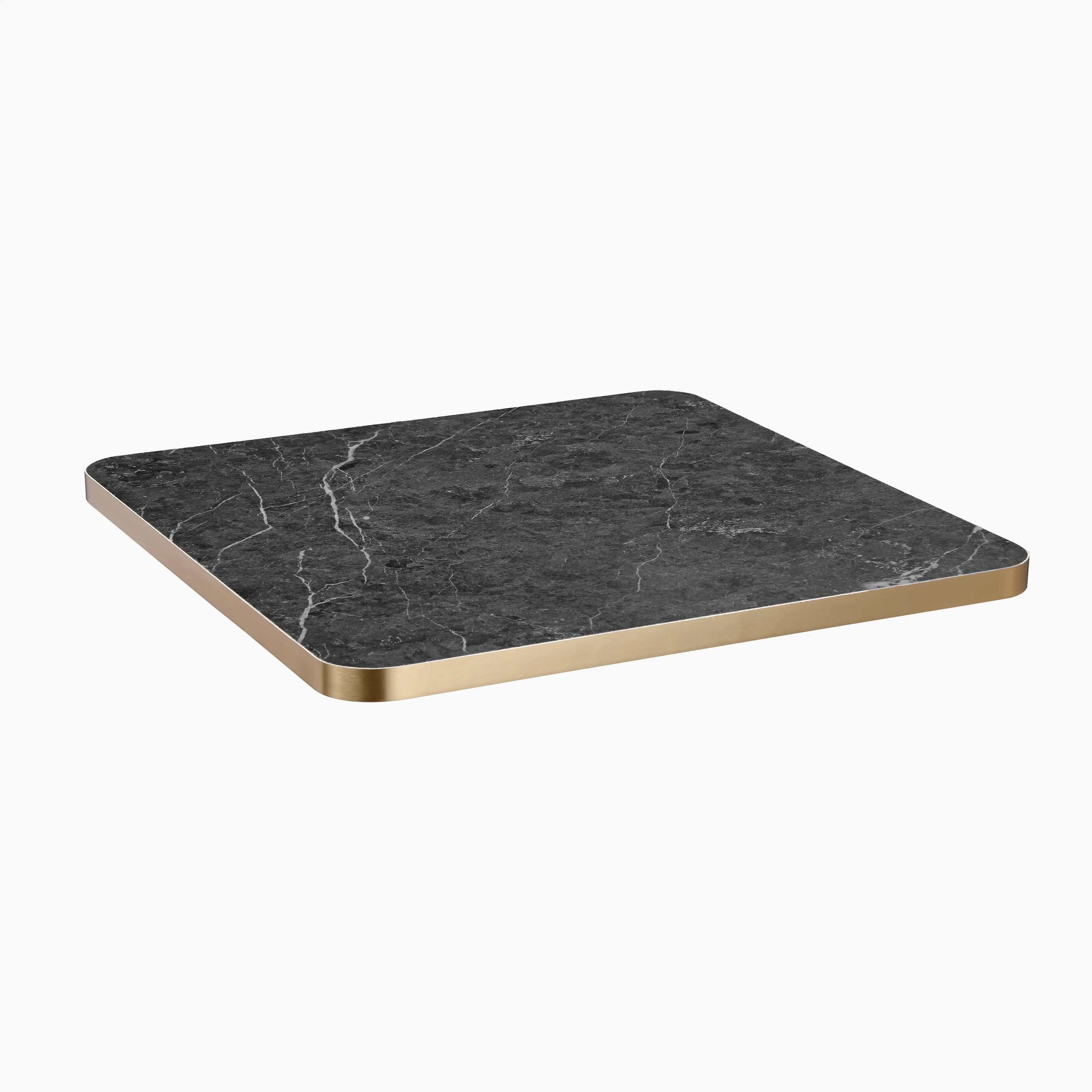 Jonas Square Table Top | Black Marble Effect & Brass