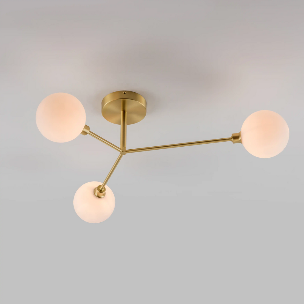 houseof 3 Light Flush Ceiling Light | Brass