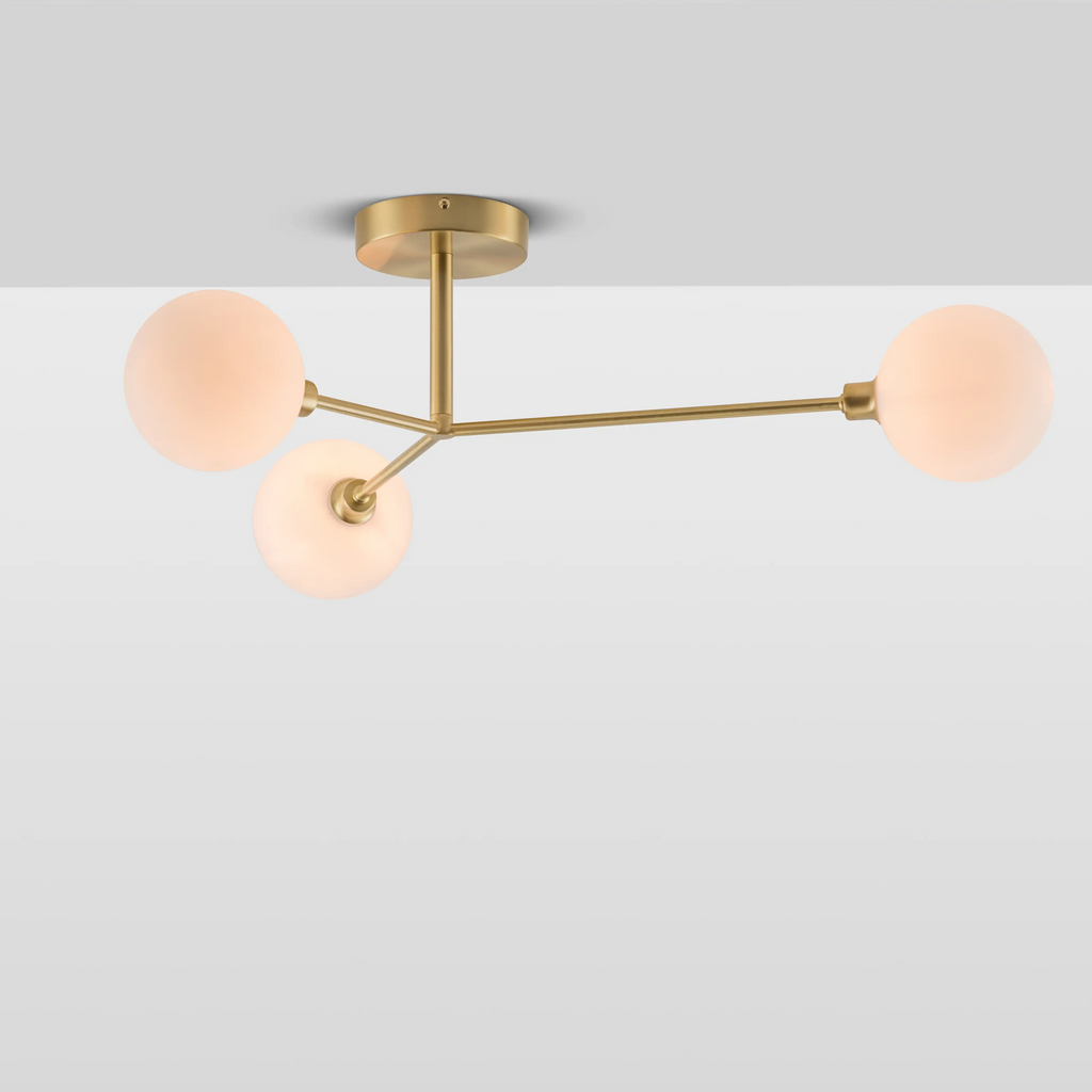houseof 3 Light Flush Ceiling Light | Brass