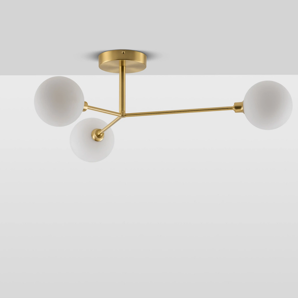 houseof 3 Light Flush Ceiling Light | Brass