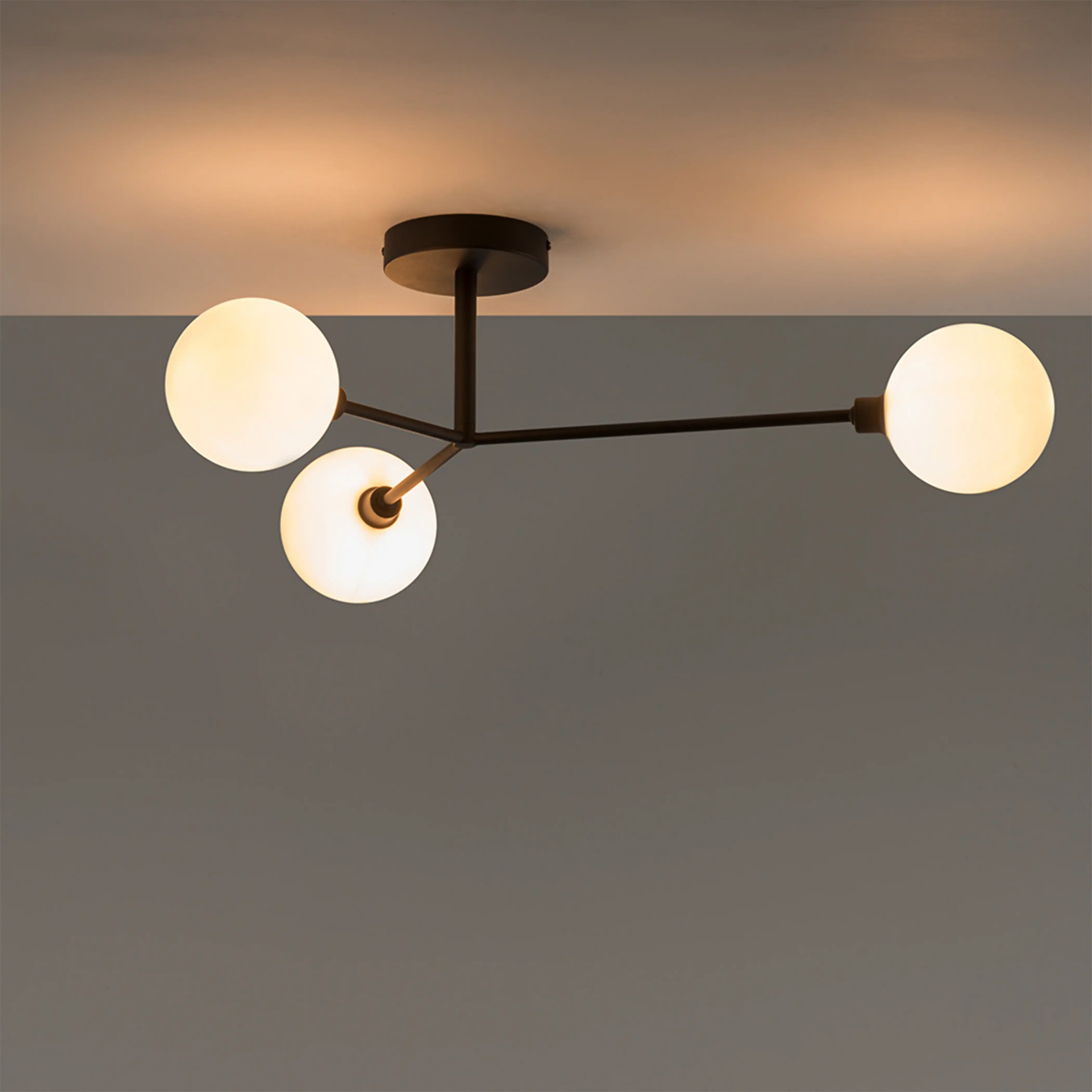 houseof 3 Light Flush Ceiling Light | Charcoal