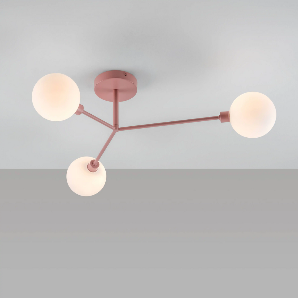 houseof 3 Light Flush Ceiling Light | Pink
