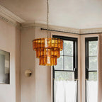 houseof Glass 3 Tiered Chandelier | Amber Orange