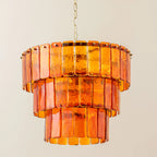houseof Glass 3 Tiered Chandelier | Amber Orange
