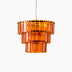 houseof Glass 3 Tiered Chandelier | Amber Orange