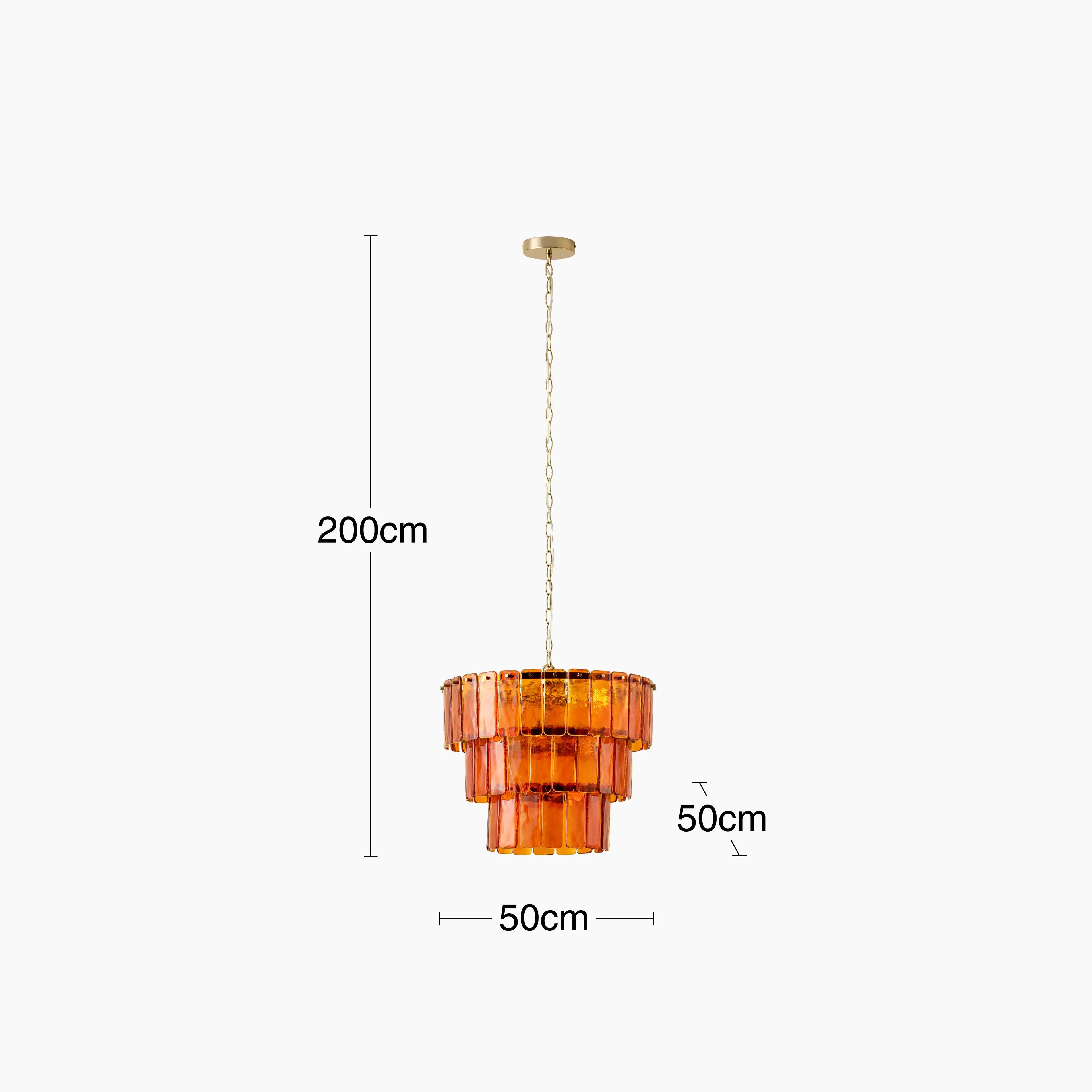 houseof Glass 3 Tiered Chandelier | Amber Orange