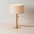 houseof Wooden Table Lamp | Natural Linen & Brass