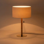 houseof Wooden Table Lamp | Natural Linen & Brass