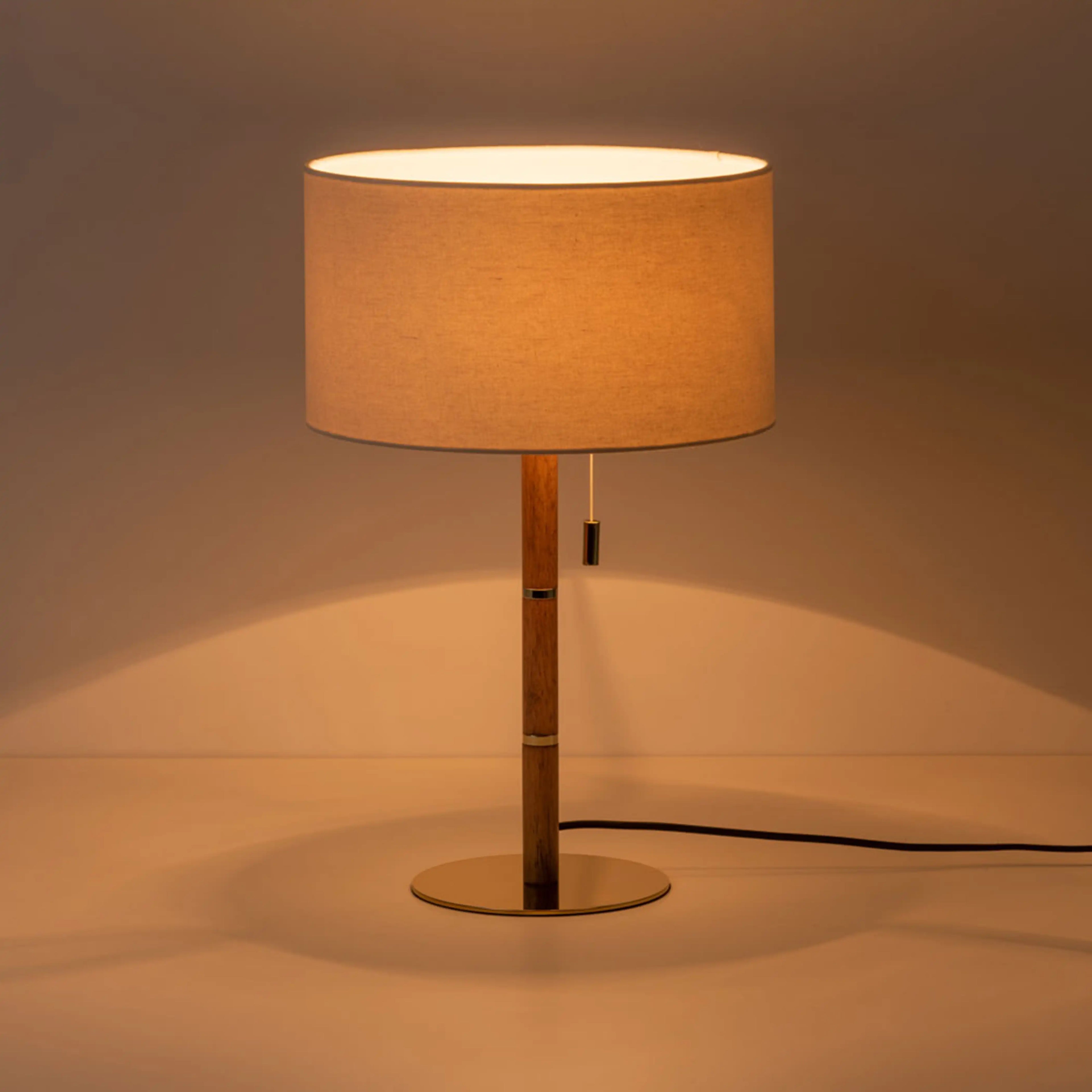 houseof Wooden Table Lamp | Natural Linen & Brass