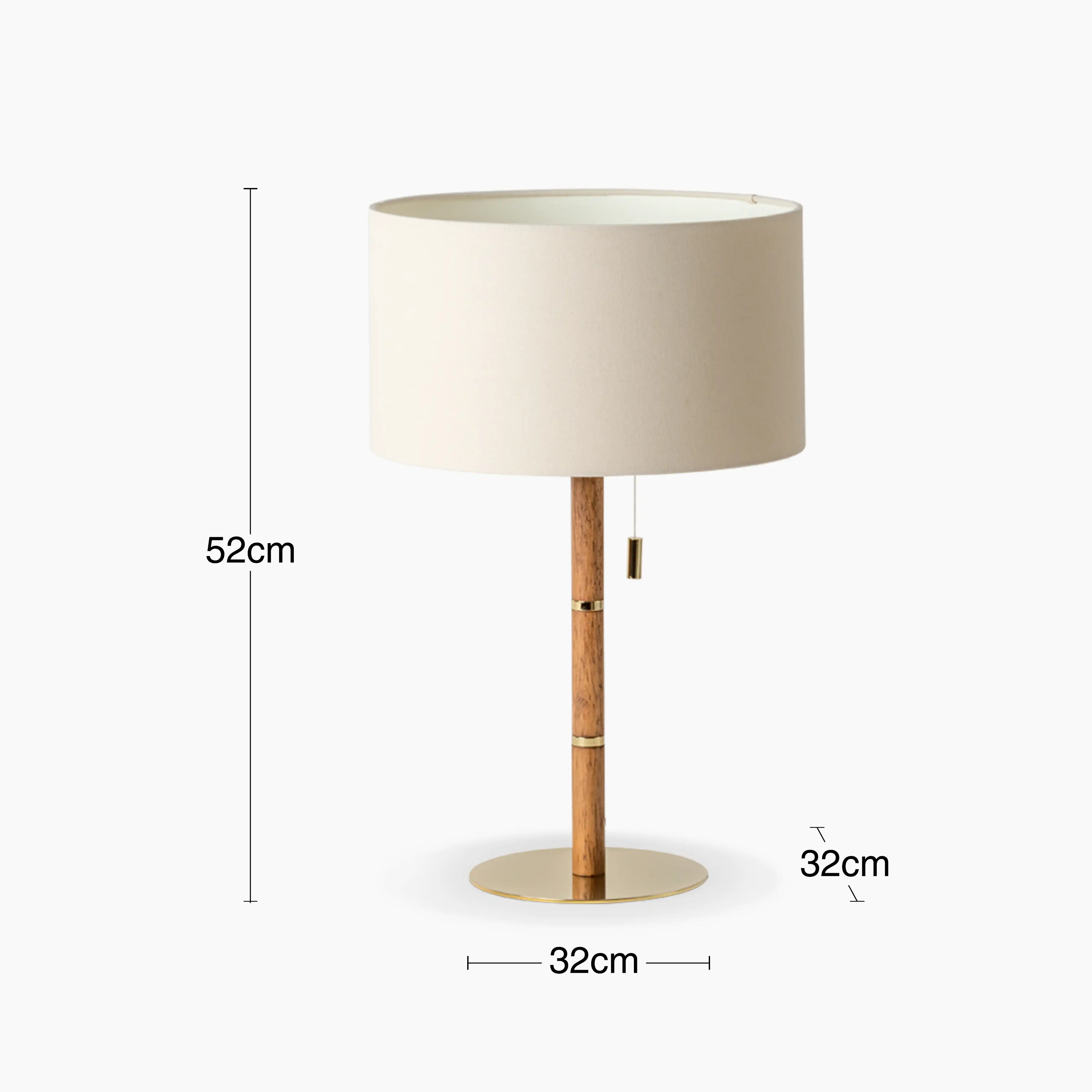 houseof Wooden Table Lamp | Natural Linen & Brass