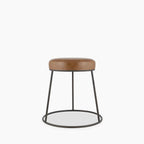 Austen Low Stool | Vintage Tan Faux Leather & Rustic