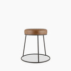 Austen Low Stool | Vintage Tan Faux Leather & Rustic