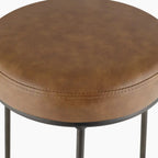Austen Low Stool | Vintage Tan Faux Leather & Rustic
