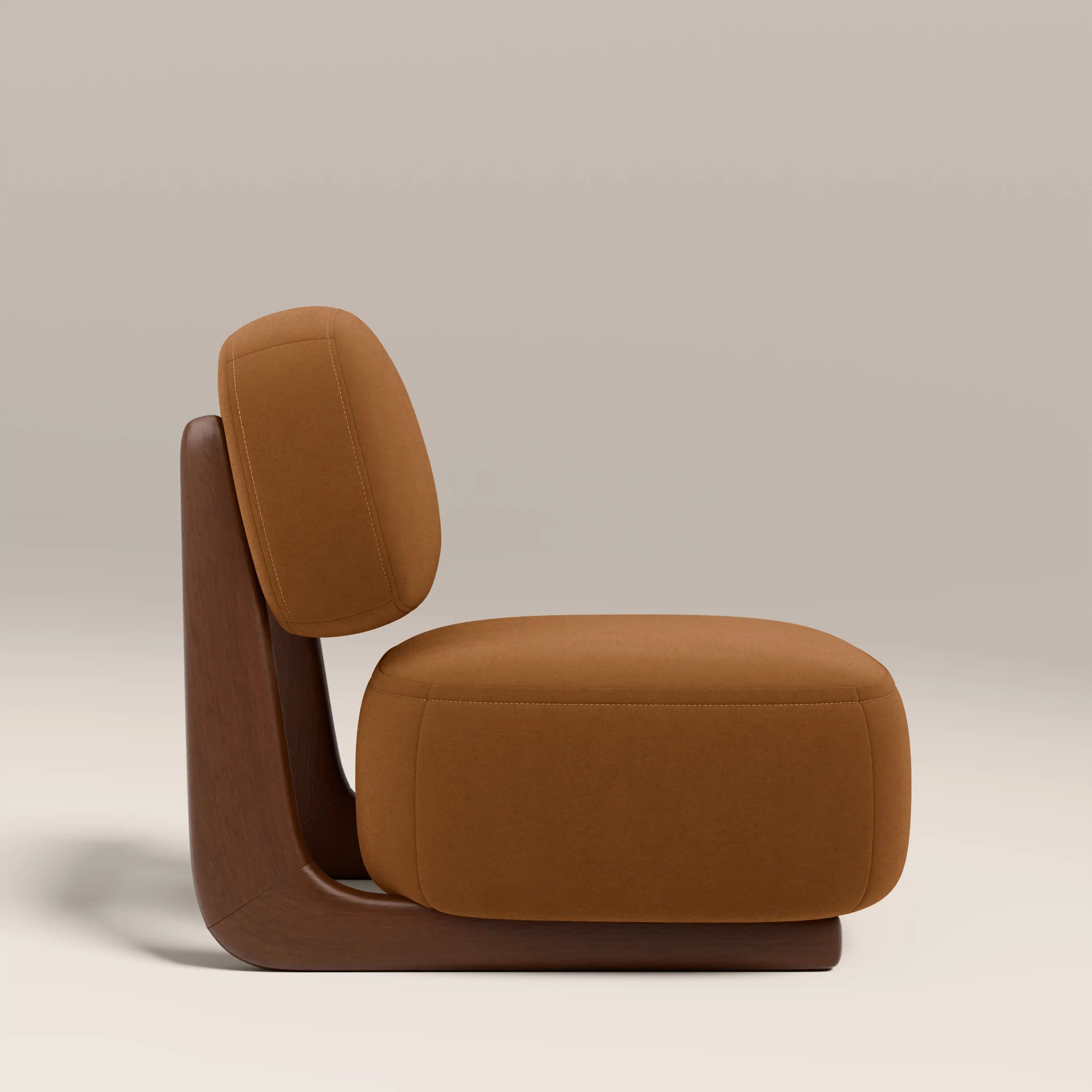 Didsbury Accent Chair | Caramel Brown Sustainable Mohair Velvet & Walnut