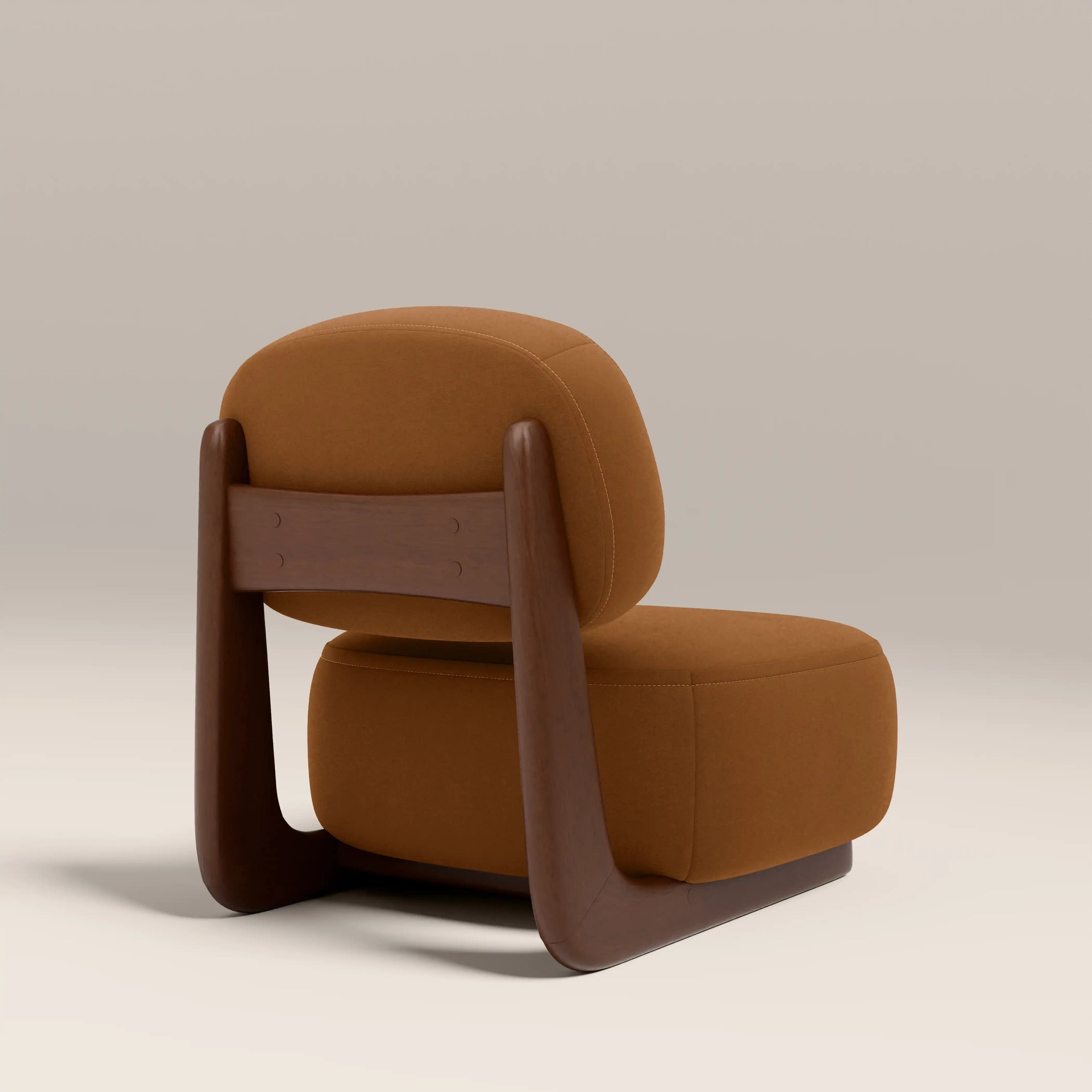 Didsbury Accent Chair | Caramel Brown Sustainable Mohair Velvet & Walnut