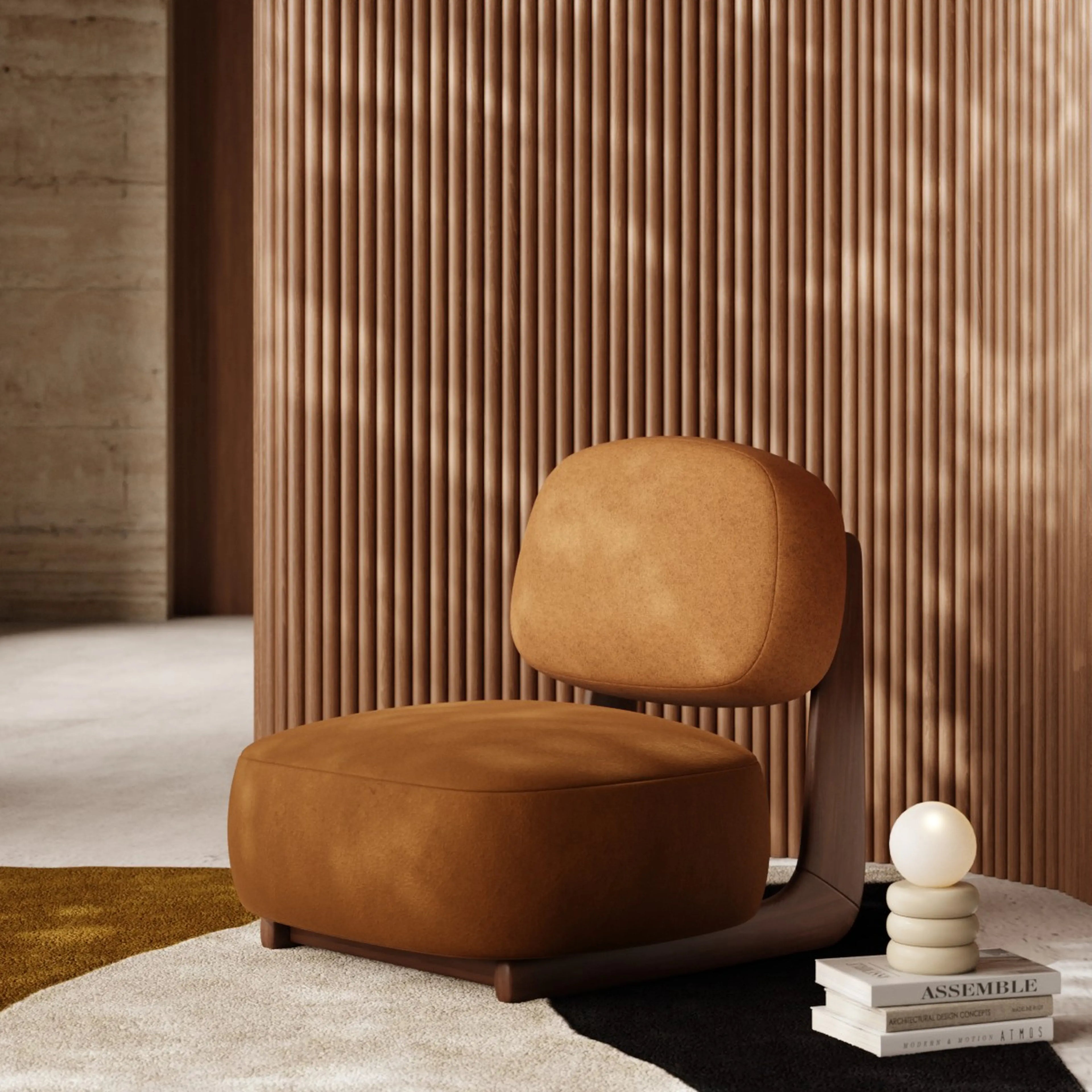 Didsbury Accent Chair | Caramel Brown Sustainable Mohair Velvet & Walnut