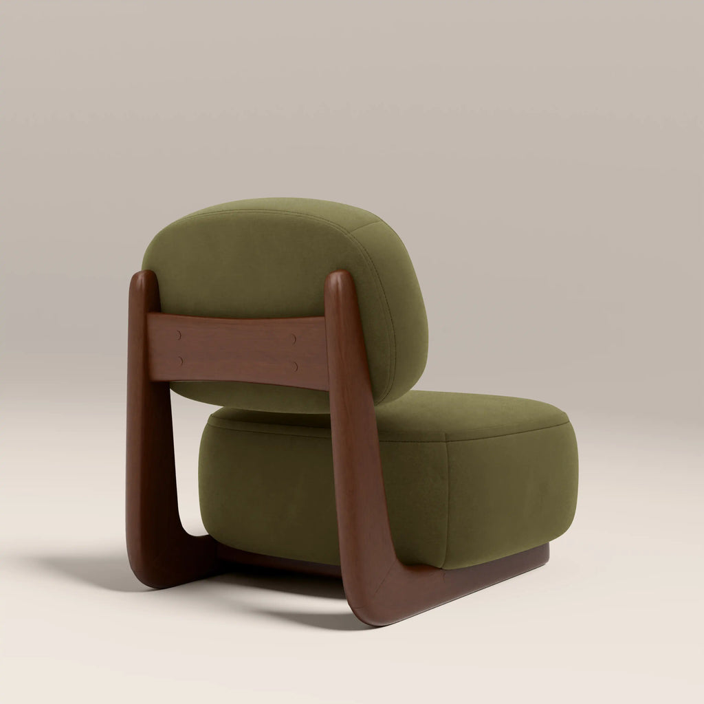 Didsbury Accent Chair | Moss Green Sustainable Mohair Velvet & Walnut