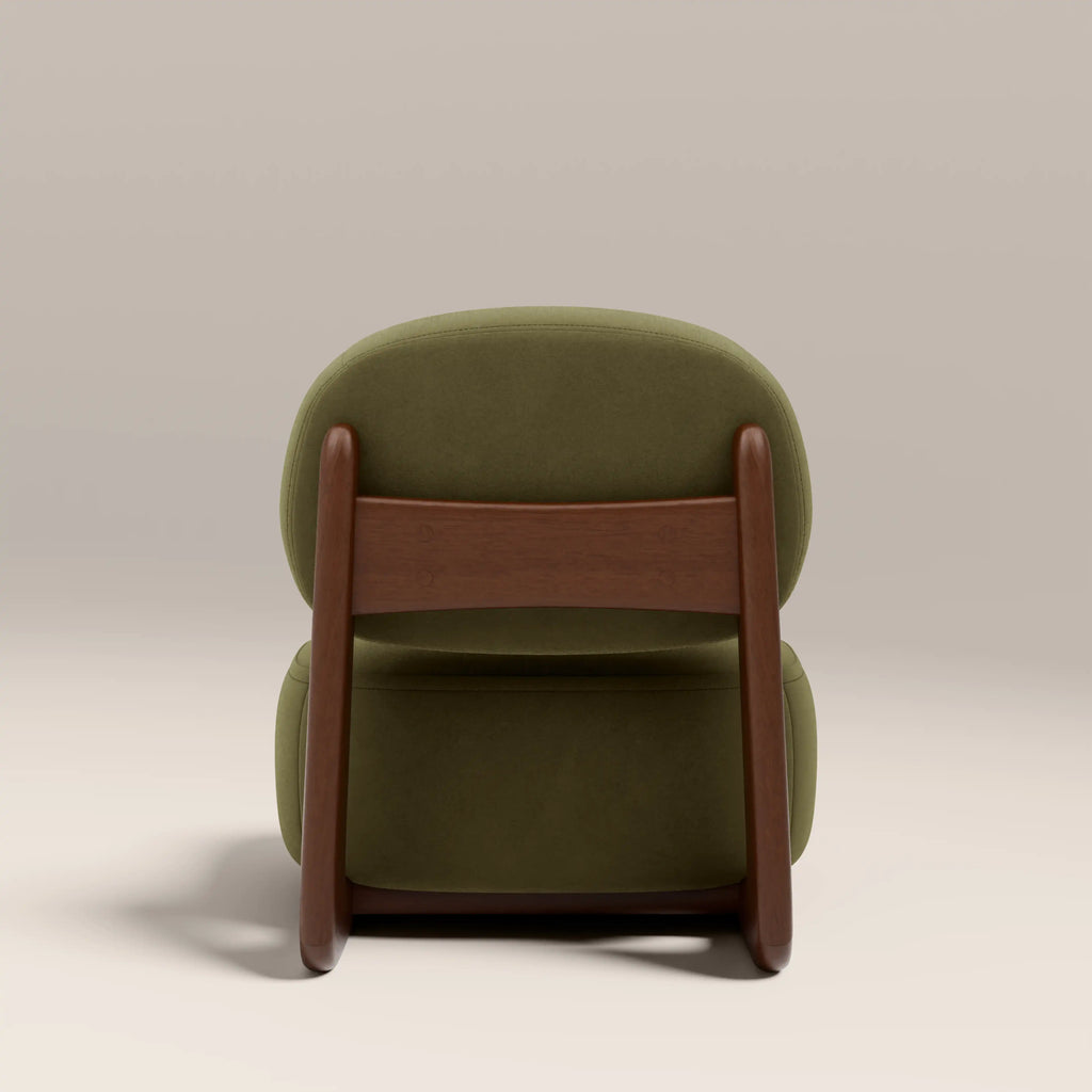 Didsbury Accent Chair | Moss Green Sustainable Mohair Velvet & Walnut