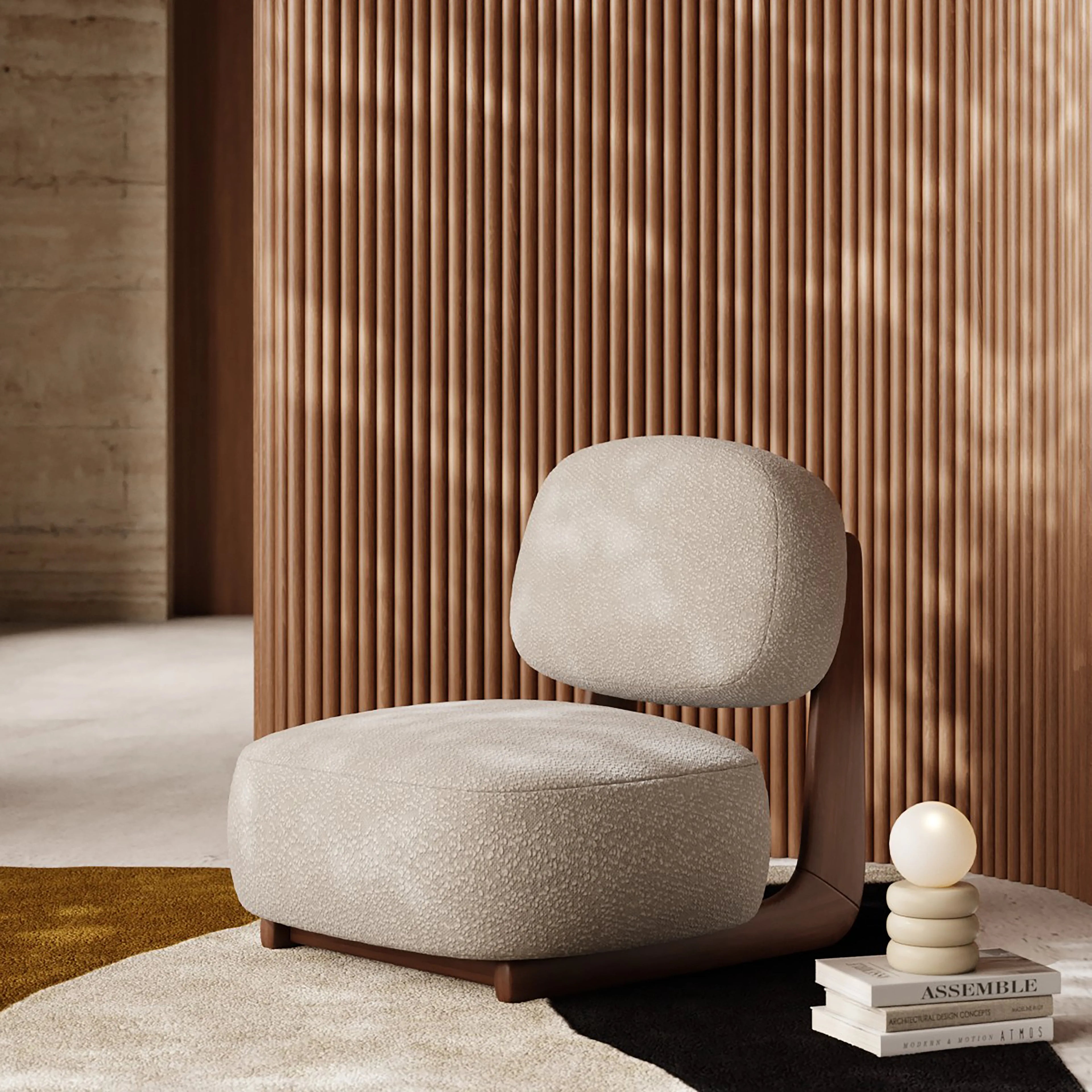 Didsbury Accent Chair | Speckled Stone Sustainable Boucle & Walnut