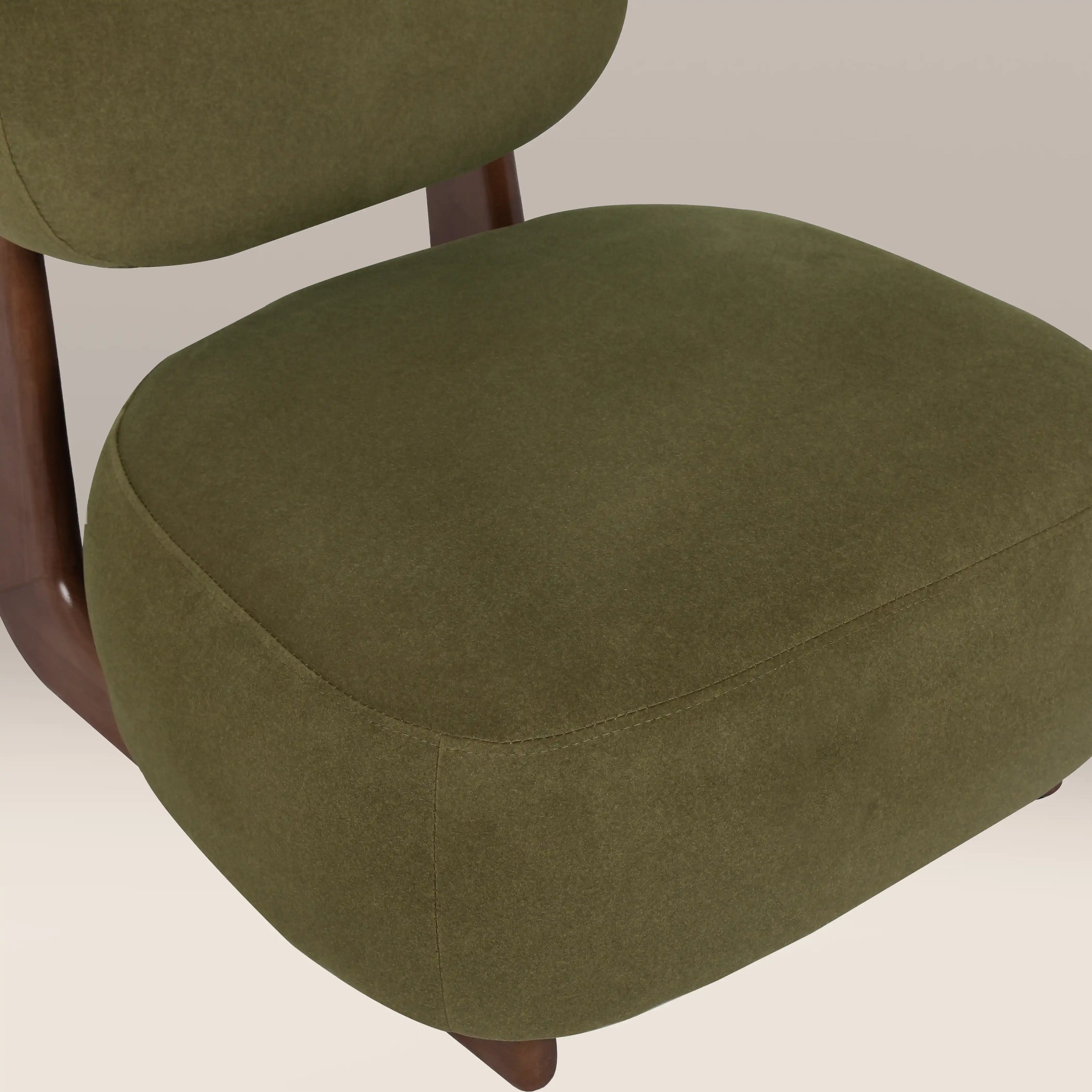 Didsbury Accent Chair | Moss Green Sustainable Mohair Velvet & Walnut