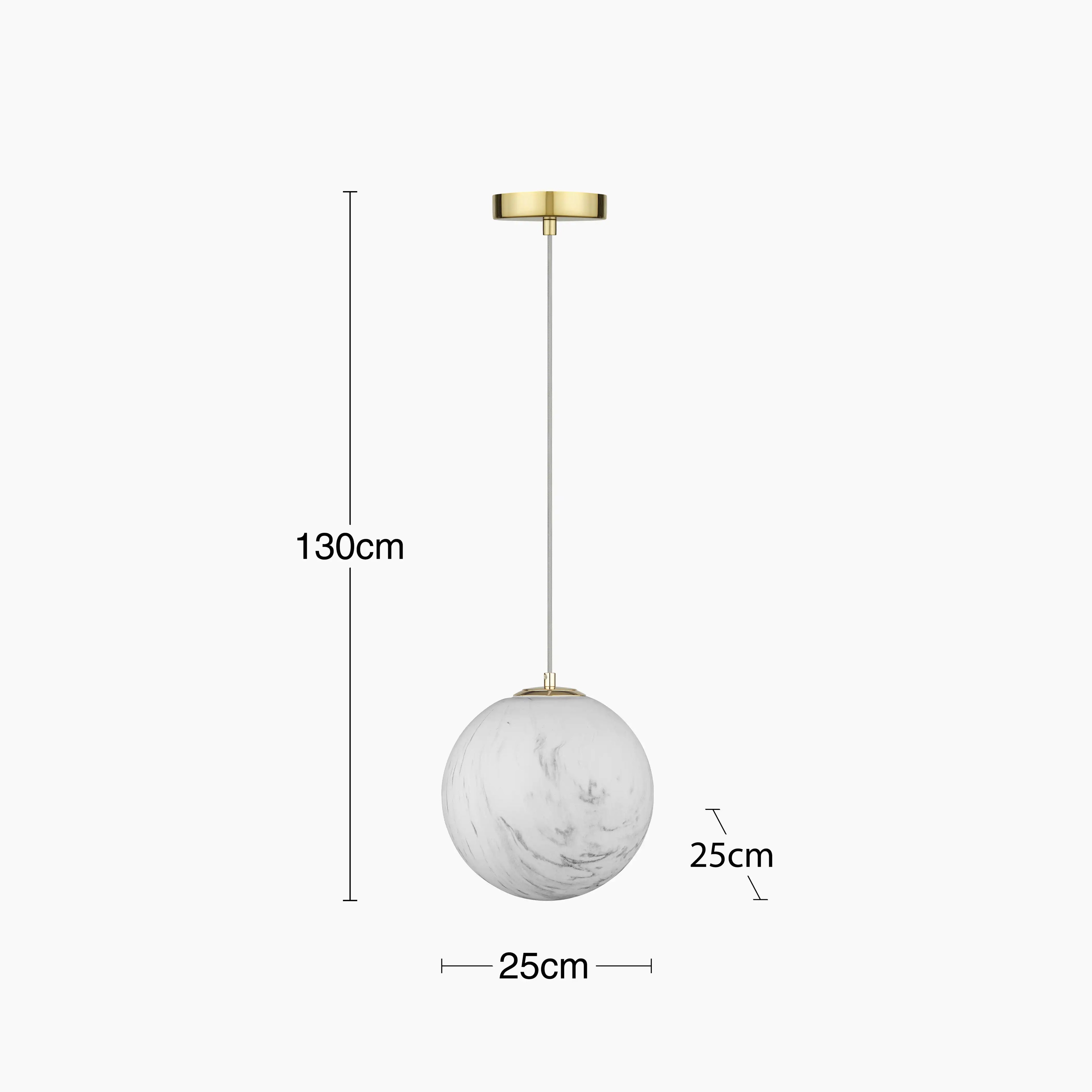 Esme Globe Pendant Light | Marbled Glass & Brass
