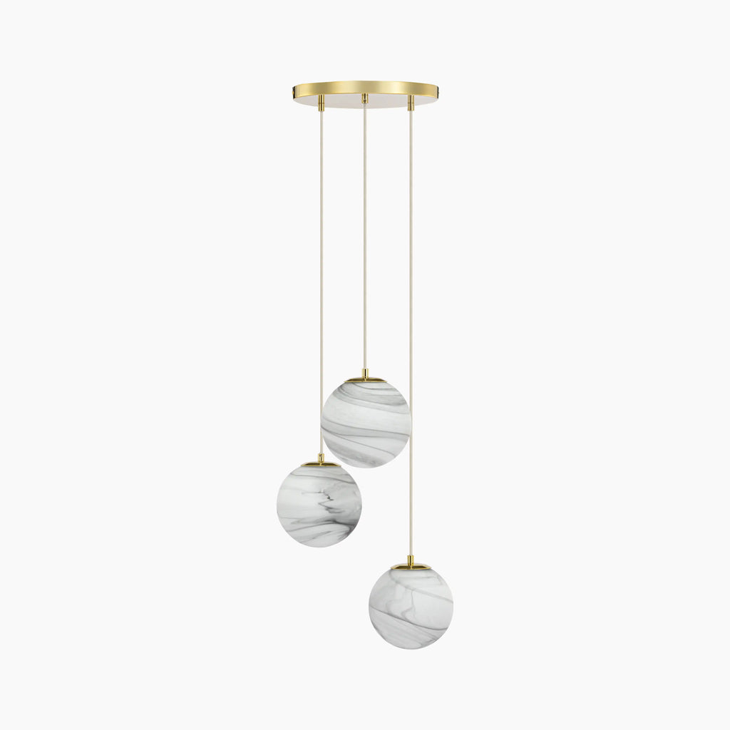 Esme Globe Cluster Pendant Light | Marbled Glass & Brass