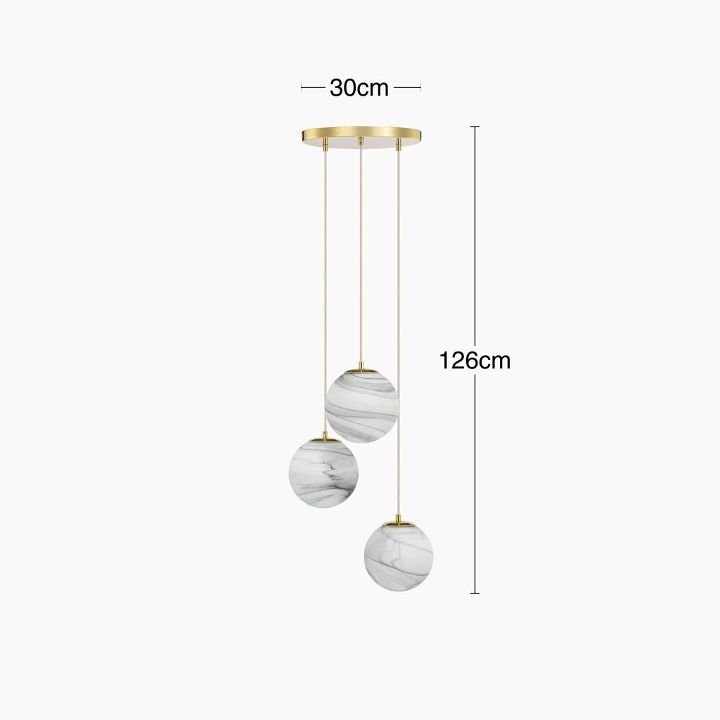 Esme Globe Cluster Pendant Light | Marbled Glass & Brass