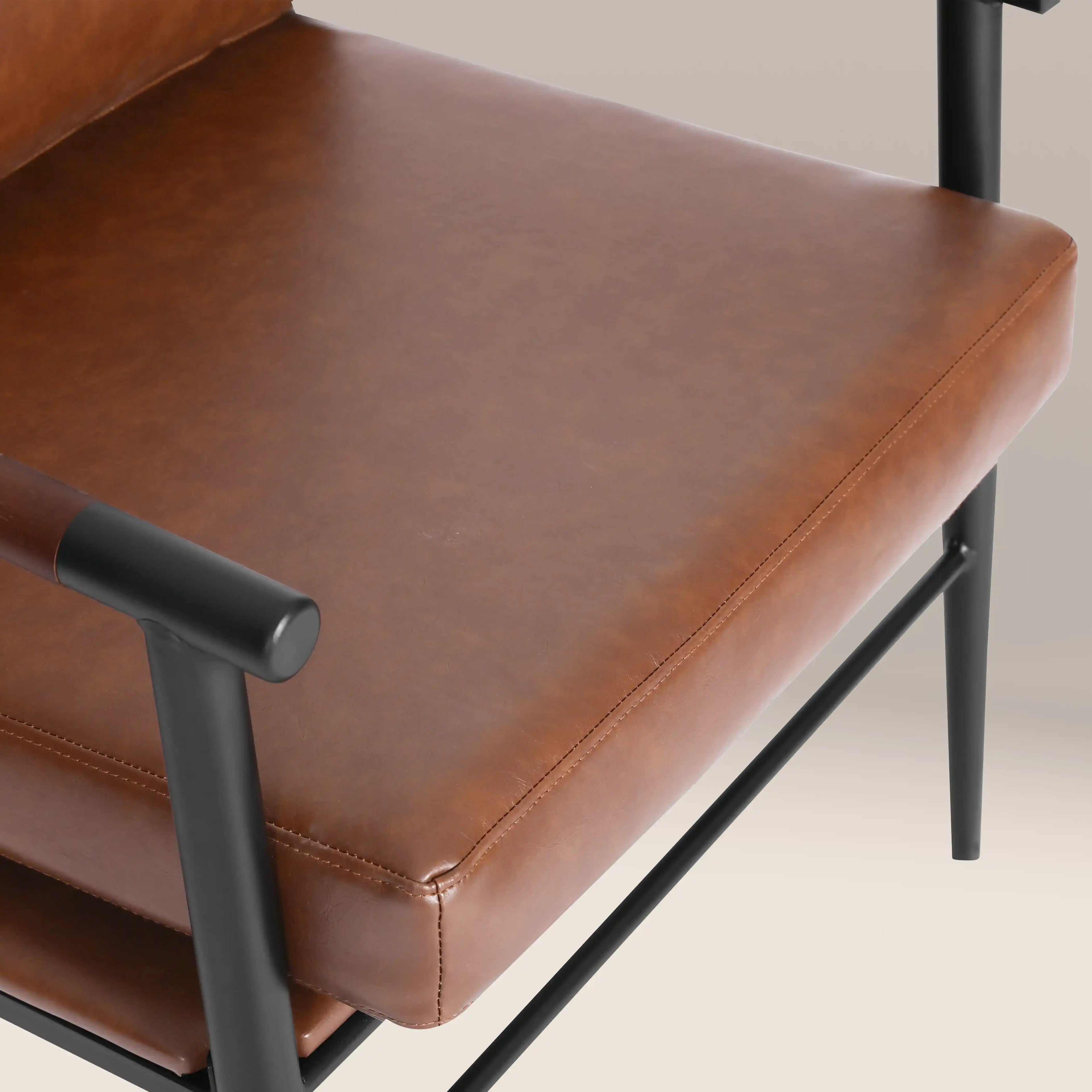 Barbican Armchair | Vintage Tan Faux Leather & Black