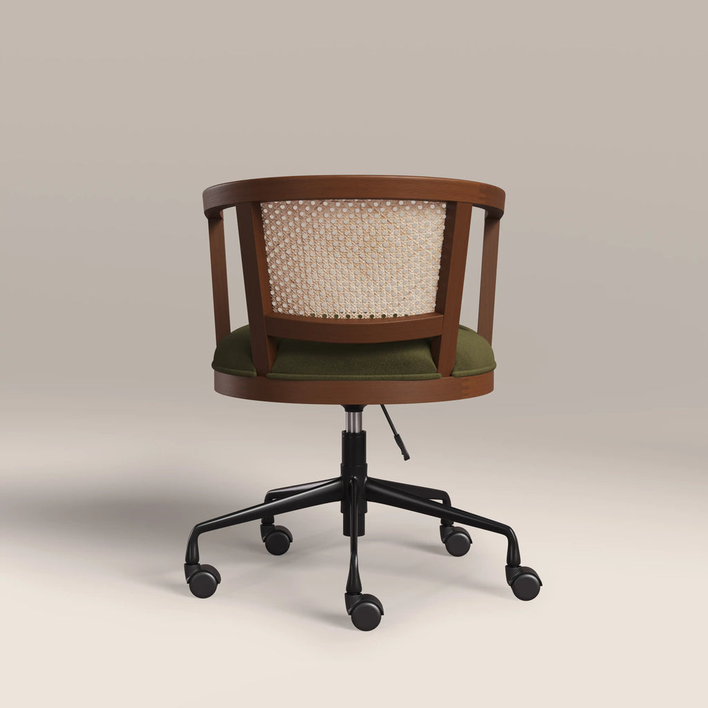 Lana Office Chair | Moss Green Sustainable Mohair Velvet & Walnut