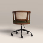 Lana Office Chair | Moss Green Sustainable Mohair Velvet & Walnut