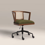 Lana Office Chair | Moss Green Sustainable Mohair Velvet & Walnut