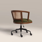 Lana Office Chair | Moss Green Sustainable Mohair Velvet & Walnut