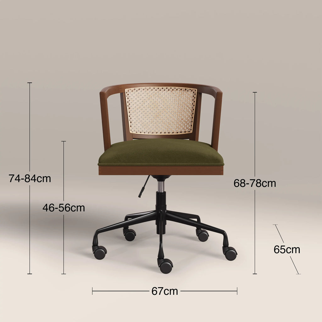 Lana Office Chair | Moss Green Sustainable Mohair Velvet & Walnut
