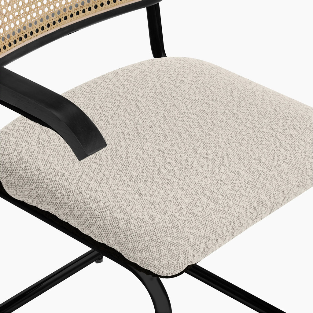 Kenton Carver Dining Chair | Speckled Stone Sustainable Boucle & Black