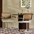 Kenton Carver Dining Chair | Speckled Stone Sustainable Boucle & Light Walnut